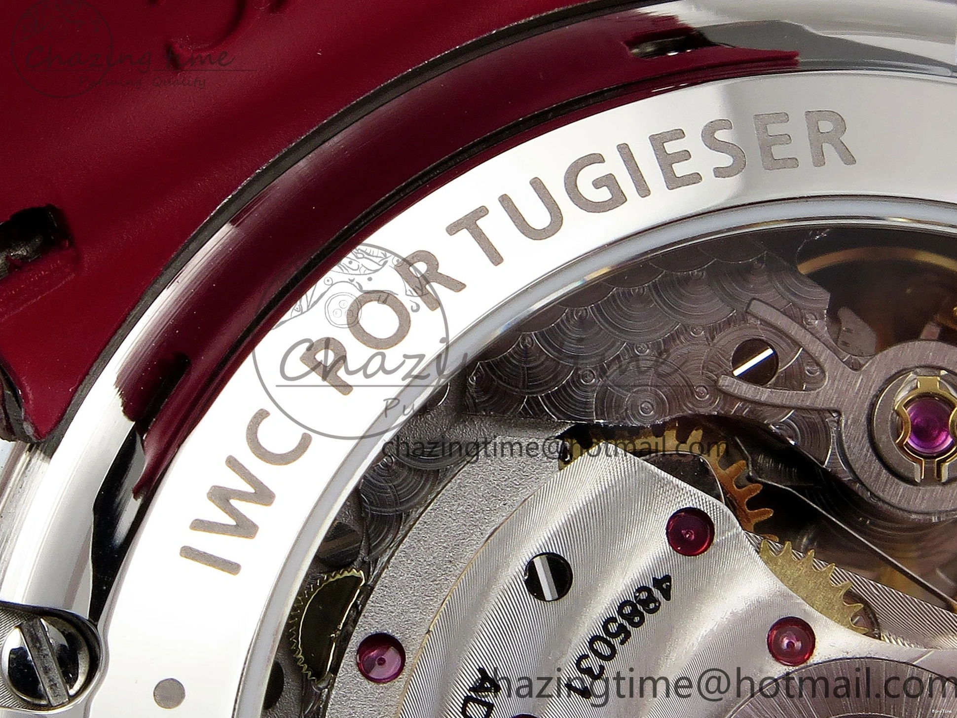 MIROTIME 0111 Reliable Portuguese Chrono IW3716 Z+F 1:1 Best Edition Red Dial on Red Rubber Strap A 7015